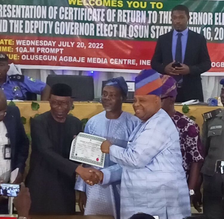 Osun governor-elect, Adeleke receives certificate of return